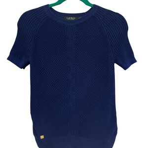 Lauren Ralph Lauren short sleeve sweater.  Size XS.  Crew neck, royal blue.